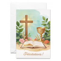 Carnet Communion Illustration avec une croix, une Bible et une coupe