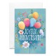 Carnet Anniversaire Ballons et fleurs sur fond bleu