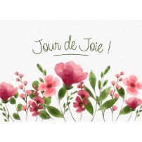 Carte Bapt&ecirc;me Aquarelle de fleurs roses