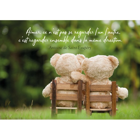 Carte Citation Deux oursons en peluche se tiennent compagnie