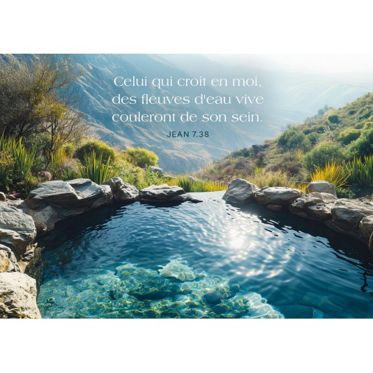 Carte Avec Verset Bassin d'une source d'eau chaude dans la montagne