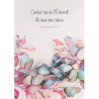 Carte Avec Verset Feuilles color&eacute;es sur fond blanc