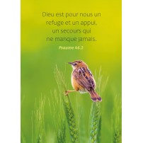 Carte Avec Verset Oiseau perch&eacute; sur des &eacute;pis de bl&eacute;