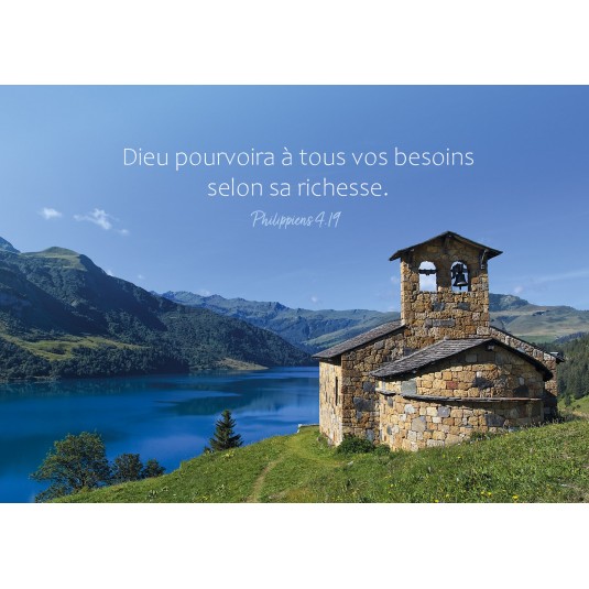 Carte Avec Verset Chapelle rustique dans la montagne
