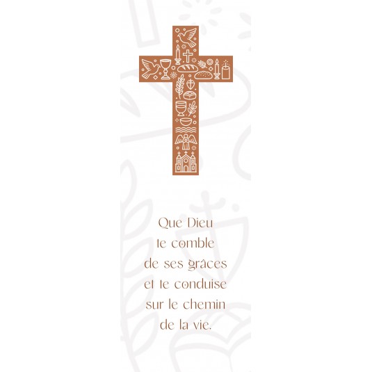Signet Communion Croix compos&eacute;e de symboles