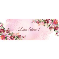 Signet Motifs floraux sur fond aquarelle rose