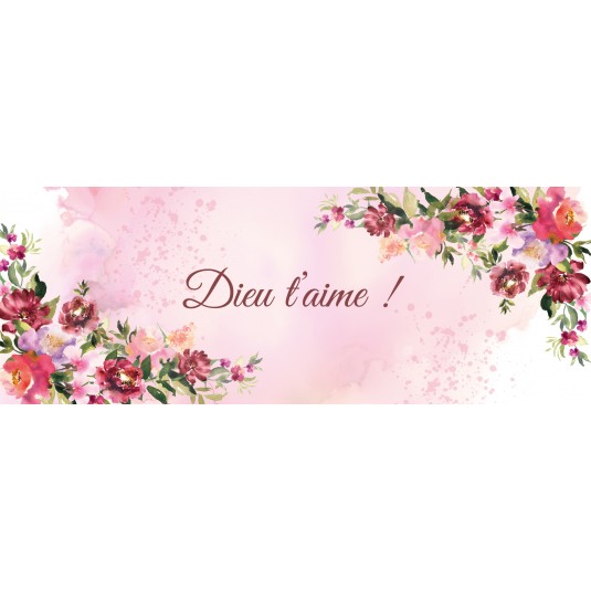 Signet Motifs floraux sur fond aquarelle rose