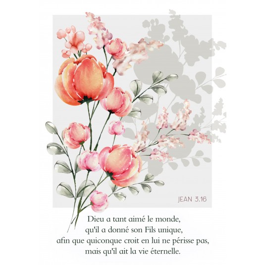 Carte Avec Verset Aquarelle d'un bouquet de fleurs