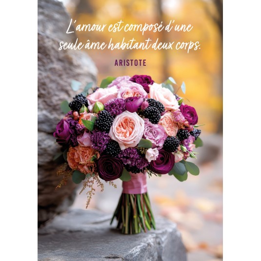 Carte Citation Bouquet de mariage sur une pierre