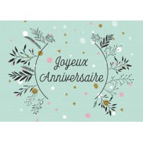 Carte Avec Message Branches et motifs sur fond vert