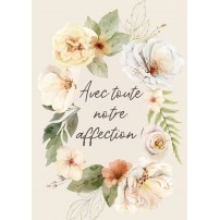 Carte Avec Message Cadre bord&eacute; de fleurs &agrave; l'aquarelle