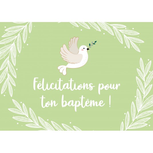 Carte Avec Message Colombe et branches d'olivier