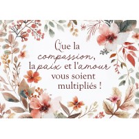 Carte Fin D'ann&eacute;e Fleurs et feuilles d'automne en aquarelle