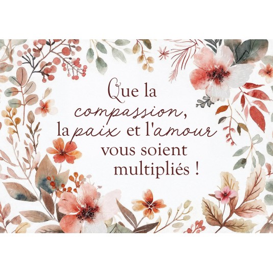 Carte Fin D'ann&eacute;e Fleurs et feuilles d'automne en aquarelle
