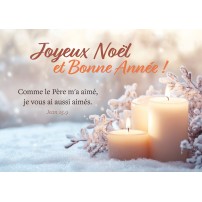 Carte Fin D'ann&eacute;e 3 bougies allum&eacute;es sur la neige
