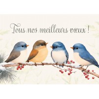 Carte Fin D'ann&eacute;e Des petits oiseaux sur une branche