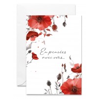 Carnet Condol&eacute;ances Coquelicots sur fond blanc