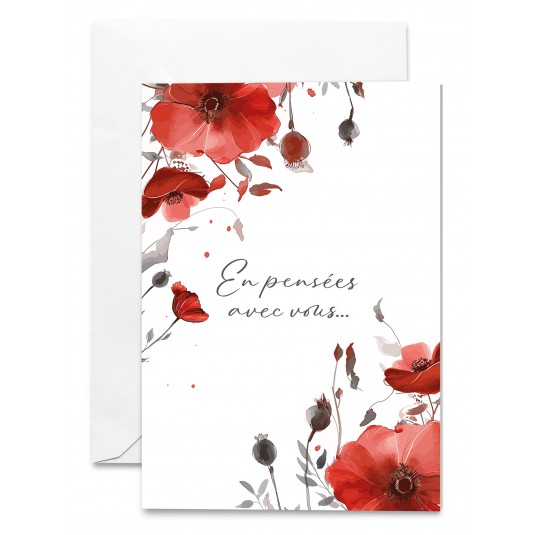Carnet Condol&eacute;ances Coquelicots sur fond blanc