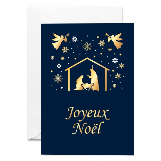 Carnet Fin D'ann&eacute;e Cr&egrave;che de No&euml;l couleur dor&eacute;e 