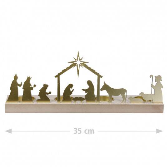 Bougeoir silhouette &laquo; Cr&egrave;che &raquo; dor&eacute;