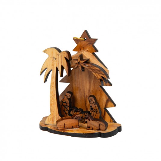 Petite cr&egrave;che en bois d&rsquo;olivier
