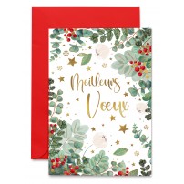 Carnet Mv Houx, feuilles et &eacute;toiles dor&eacute;es
