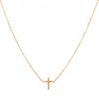 Collier croix horizontal en acier inoxydable - Couleur or