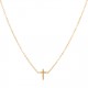 Collier croix horizontal en acier inoxydable - Couleur or