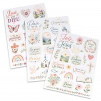 Lot de 3 planches d'autocollants - motifs chr&eacute;tiens