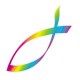 Autocollant Ichtus arc en ciel  Line