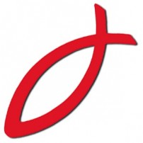 Ichthus adhésif rouge