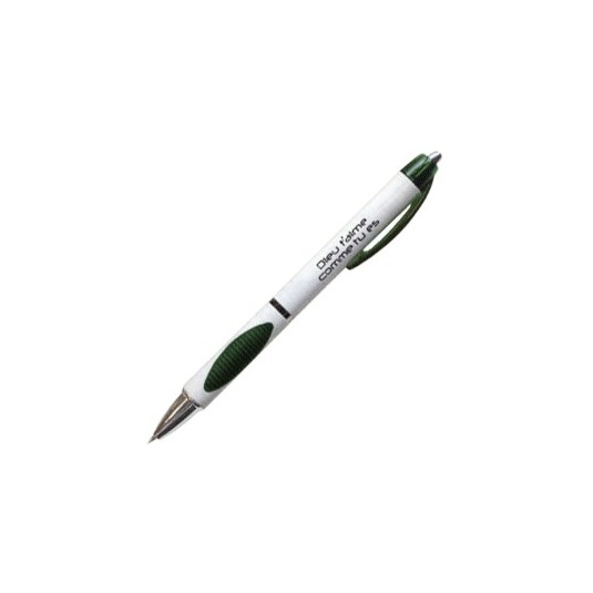 Stylo à bille vert Dieu t'aime... Ecriture noire