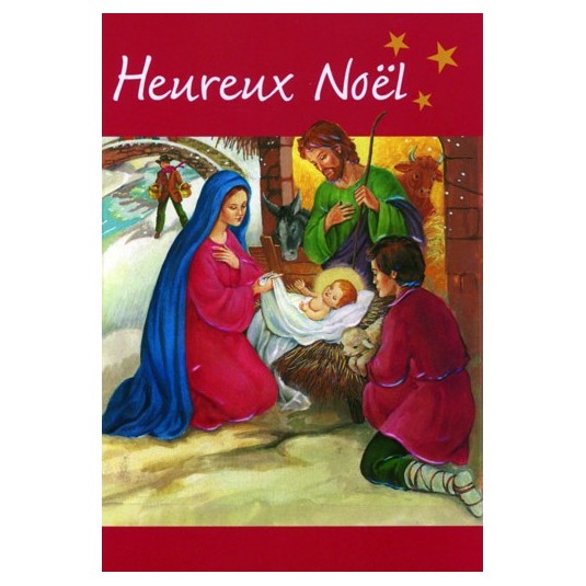 CARTE DOUBLE Heureux No&euml;l J&eacute;sus, Marie, Joseph, berger