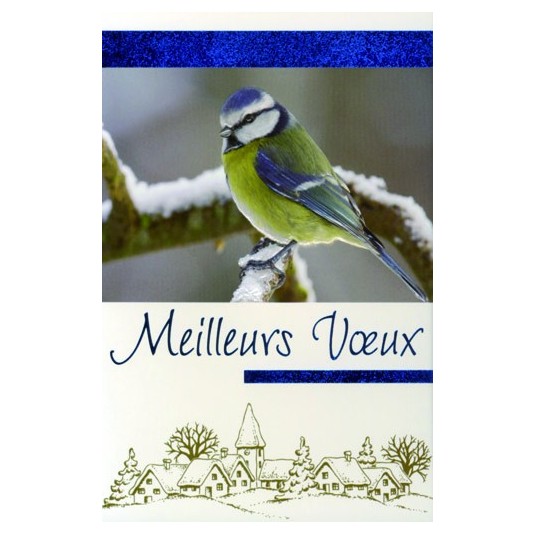 CARTE DOUBLE Meilleurs V&oelig;ux Oiseau sur une branche