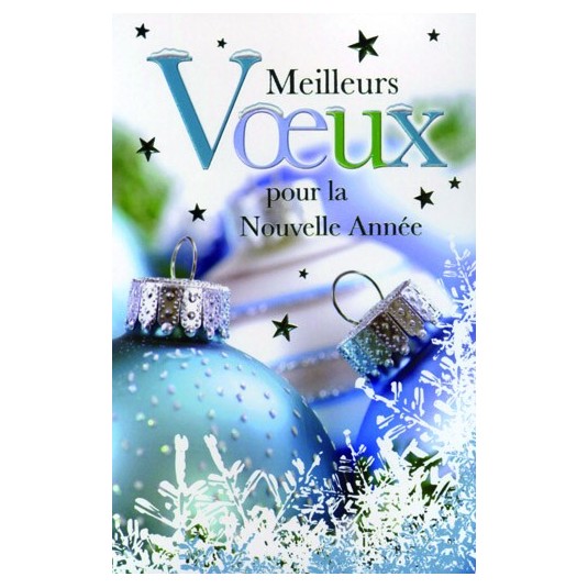 CARTE DOUBLE Meilleurs V&oelig;ux Boules bleues