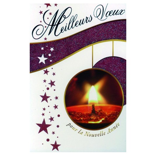CARTE DOUBLE Meilleurs V&oelig;ux Bougie dans boule