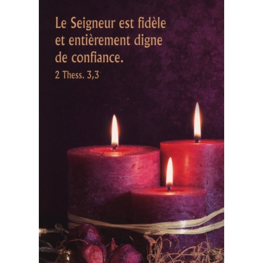 Carte Fin D'année 3 bougies violettes