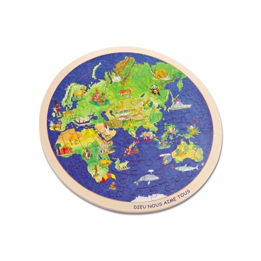 Puzzle le monde en bois 57 pièces d30cm