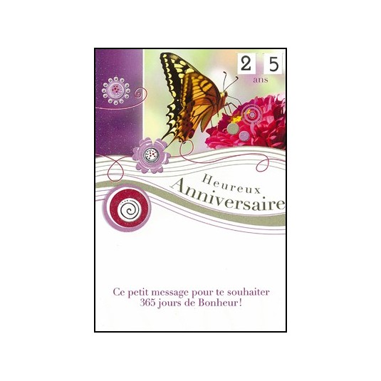 Carte Double Anniversaire Papillon sur fleur