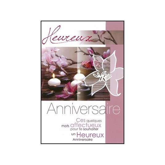 Carte Double Anniversaire Bougies blanches et orchid&eacute;es