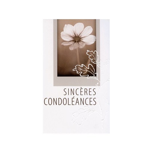 Carte Double Condol&eacute;ances Fleur blanche