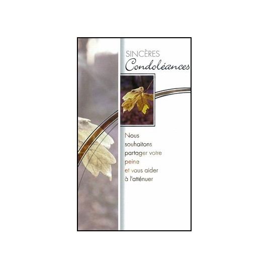 Carte Double Condol&eacute;ances Feuille d'automne jaune