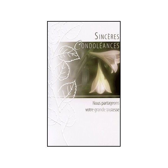 Carte Double Condol&eacute;ances Lys blanc