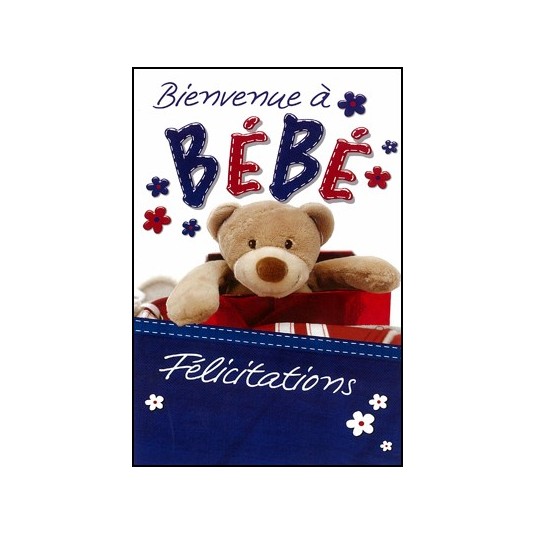 Carte Double Naissance Ourson sortant de sa boite