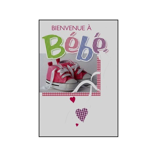 Carte Double Naissance Baskets roses