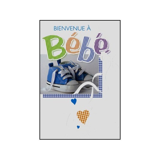 Carte Double Naissance Baskets bleues