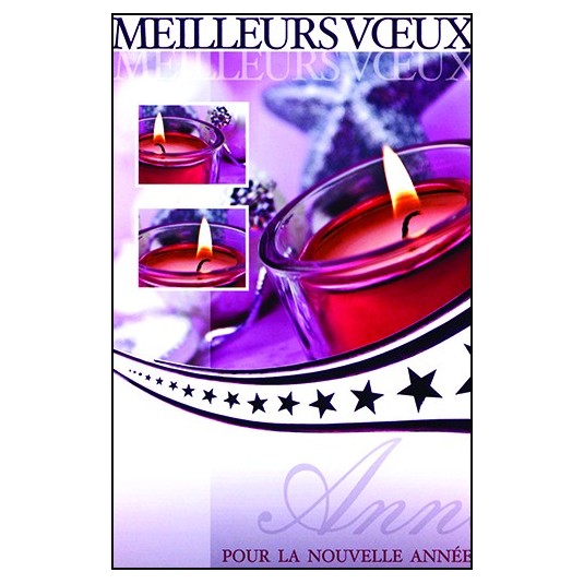 CARTE DOUBLE Meilleurs V&oelig;ux Bougies mauves