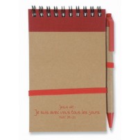 BLOC NOTES BRUN / ROUGE ET SON STYLO