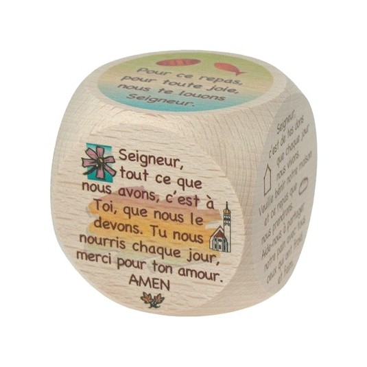 Mini dé 6 prières du repas 5 cm