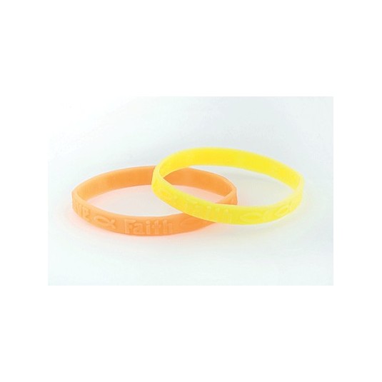 Bracelets 1 orange, 1 jaune (Hope Love Faith) silicone